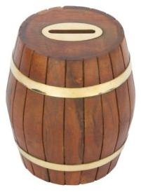 Wooden Barrel Money Box