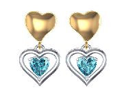 Swarovski Crystal Heart Shape Silver Dangle Earring