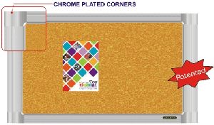 Umex-CR Series Chrome Plated Corner Cork Pin Up Notice Board