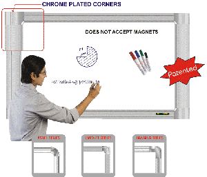 Umex-CR Series Chrome Plated Corner Non-Magnetic Writing Board