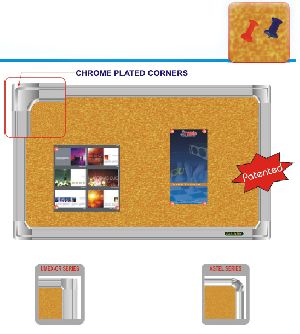 Umex-FT Series Chrome Plated Corner Cork Pin Up Notice Board