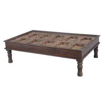 Reclaimed Wooden Coffee Table with Antique Top