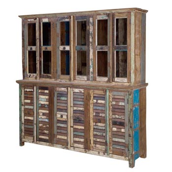 Reclaimed Wooden Tall Hutch Cabinet