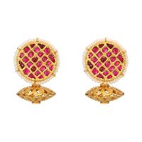 Circular Ruby Jaali Studs