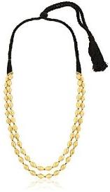 Duo Strand Dholki Bead Gold Necklace