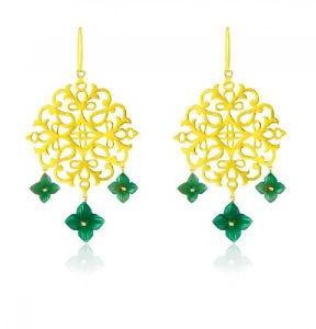 Floral Green Onyx Earring