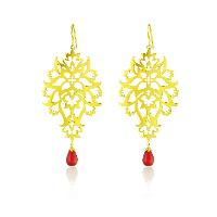 Gold Plated Leaf Pattern Byzantine Motifs Earrings