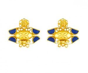 Lapis Pearl Floral Stud