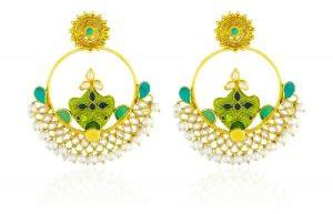 Pearl Studded Enamel Chand Balis