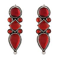 Red Glass Alpona Earrings