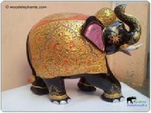 Wooden Painted Elephants