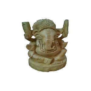 Hand Carved Wooden Ganesh Statue
