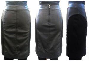 Ladies Leather Black Skirt with zip