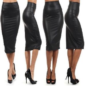 Ladies Leather Black Skirt without zip