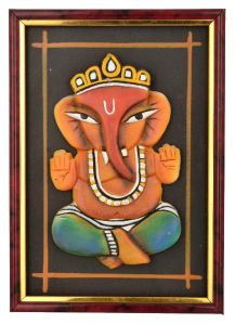 RURALSHADES Terracotta Ganesh Frame Wall Hanging