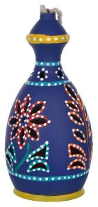 RURALSHADES Terracotta Hand Painted Blue Hanging Lantern Lamp Handicraft