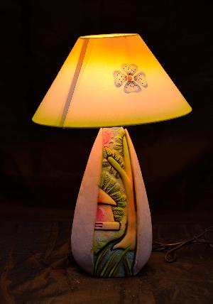 RURALSHADES Terracotta Hand Painted Decorative Table Lamp Handicraft