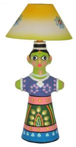 RURALSHADES Terracotta Hand Painted Doll Table Lamp Handicraft