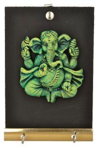 RURALSHADES Terracotta Hand Painted Green Ganesha Key Holder