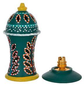 RURALSHADES Terracotta Hand Painted Green Table Lamp Handicraft