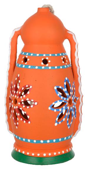 RURALSHADES Terracotta Hand Painted Hanging Lantern Lamp Handicraft