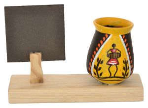 RURALSHADES Terracotta Traditional Warli Pen Stand with Customised Quote