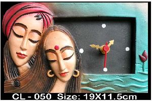 Terracotta Indian Couple Wall Clock