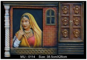 Terracotta Sculpted Indian Lady Frame