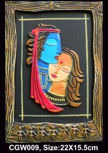 Terracotta Sculpted Radha Krishna 3d Frame