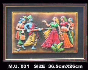 Terracotta Sculpted Radha Krishna Holi 3d Frame