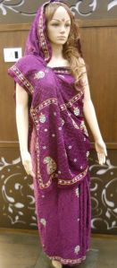 Bandhni Sari On Shamo Satin Saree