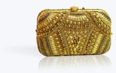 Golden Zerkan Embroidered Rectangular Clutch