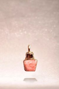 Pink Tourmaline Quartz Silver Plated Pendant