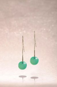 Silver Plated Aqua Onyx Stone Earrings