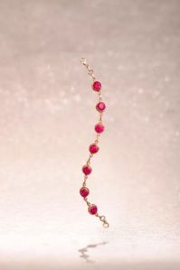 Silver Plated Magenta Tourmaline Stones String Bracelet