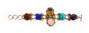 Silver Plated Multicolor Tourmaline Stones Statement Bracelet