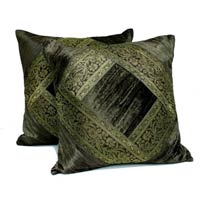 2 Traditional Banarsi Silk Brocade Velvet Indian Ethnic Decorative Black Throw Pillow Cushion Covers