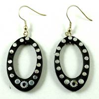 A Pair of Black Coconut Fake Gauge Wood Treditional Wooden Earrings