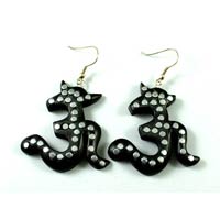 A Pair of Black Coconut Fake Gauge Wood Treditional Wooden Earrings