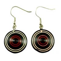 A Pair of Black Coconut Ruond Fake Gauge Wood Treditional Wooden Earrings