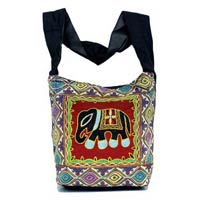 Cotton Canvas Multi Color Embroidered Elephant Handcrafted Tote Hippie Indian Sling Cross Body Bag