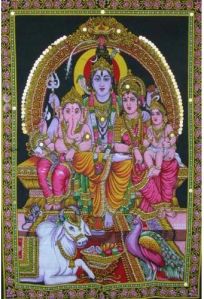 God of Wisdom, Wealth Ganesh, Ganesha, Shiva Family Tapestry