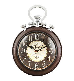 Nickel hook wooden color antique wall clock