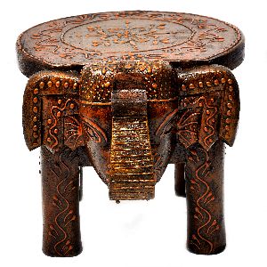 Hand Painted Wooden Elephant Stool