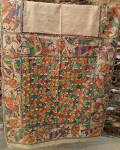 Madhubani Painted Saree on Tassur Silk