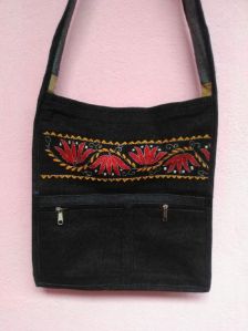 Kantha Work Sidepati Double Pocket Handbags