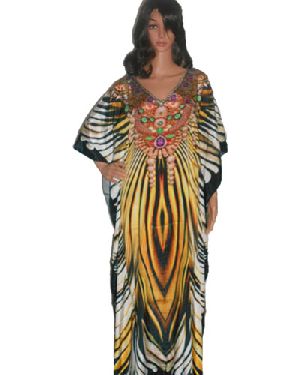 Multi color silk crepe kaftan