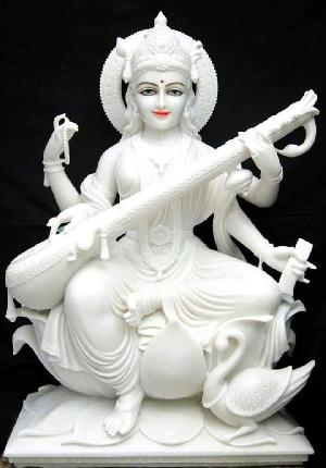 Marble Lord Saraswati Statue