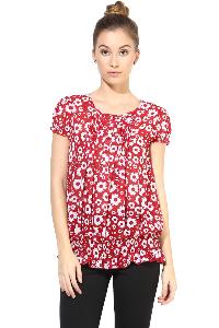Top400313 printed red colour top