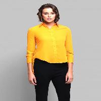 Solid Yellow Flared Shirt - Atiz Fashion House